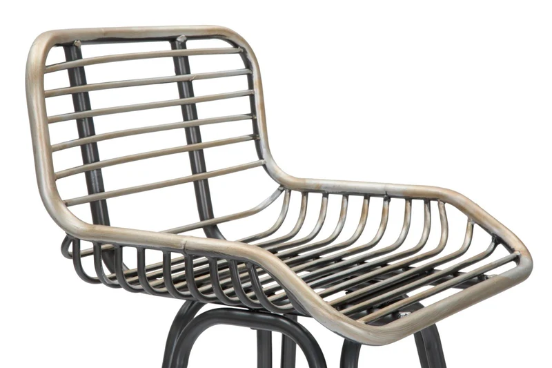 Sgabello alto da bar seduta con schienale in metallo stile industriale cm 45x45x102h