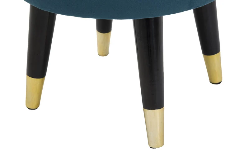 Sgabello basso tondo in legno seduta in tessuto con anello in metallo cm Ø 35x40h - vari colori