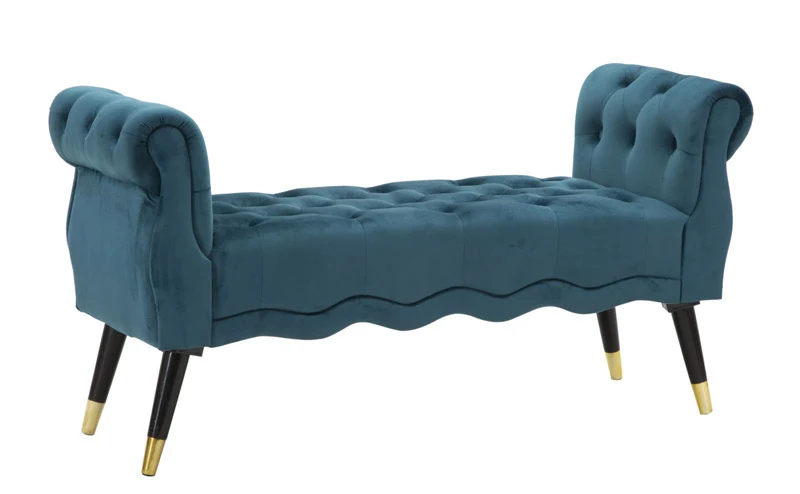 Panca design classico in velluto lavorazione capitonnè cm 120x40x60 - vari colori