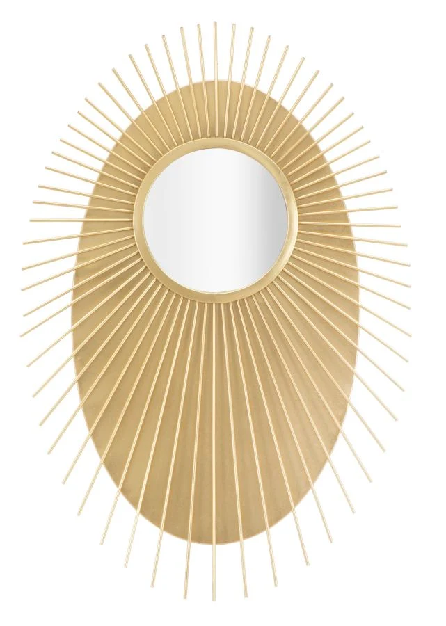 Specchio da parete tondo moderno in metallo colore oro cm 75x8x110h