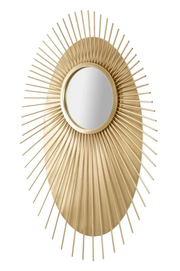 Specchio da parete tondo moderno in metallo colore oro cm 75x8x110h