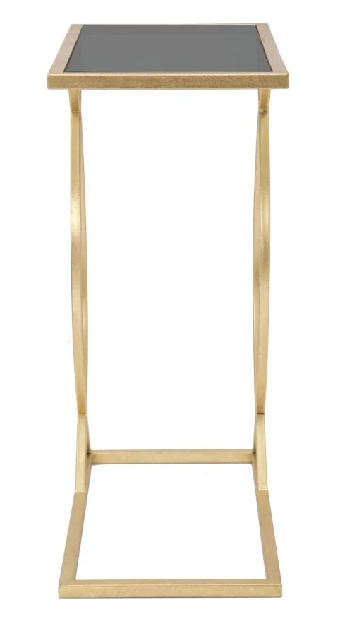 Tavolino da divano salotto moderno in metallo dorato e piano in vetro cm 45x25x60h