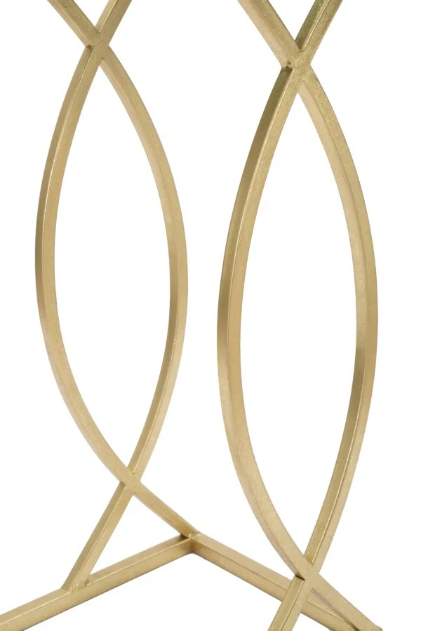 Tavolino da divano salotto moderno in metallo dorato e piano in vetro cm 45x25x60h
