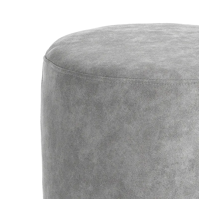Pouf rotondo moderno rivestito in tessuto base in metallo colore argento cm Ø 36x43h - vari colori