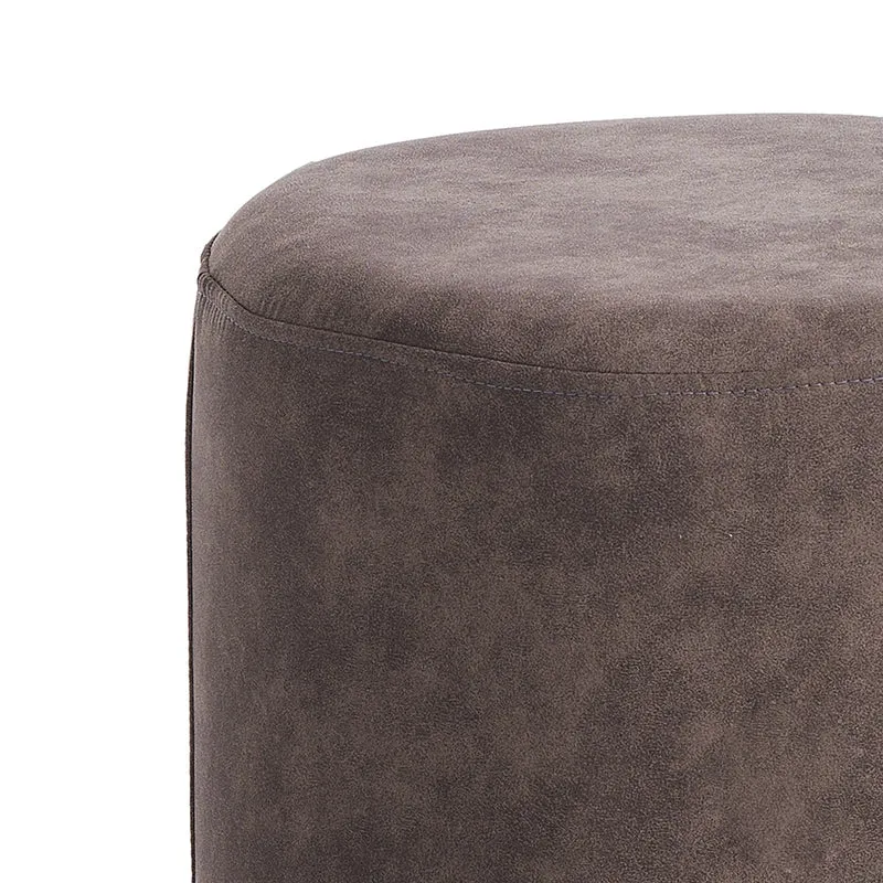 Pouf rotondo moderno rivestito in tessuto base in metallo colore argento cm Ø 36x43h - vari colori