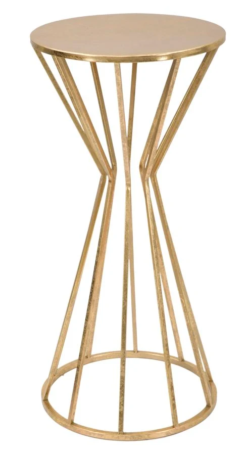Tavolino da salotto colonnina in metallo colore oro effetto anticato cm Ø 38x80h