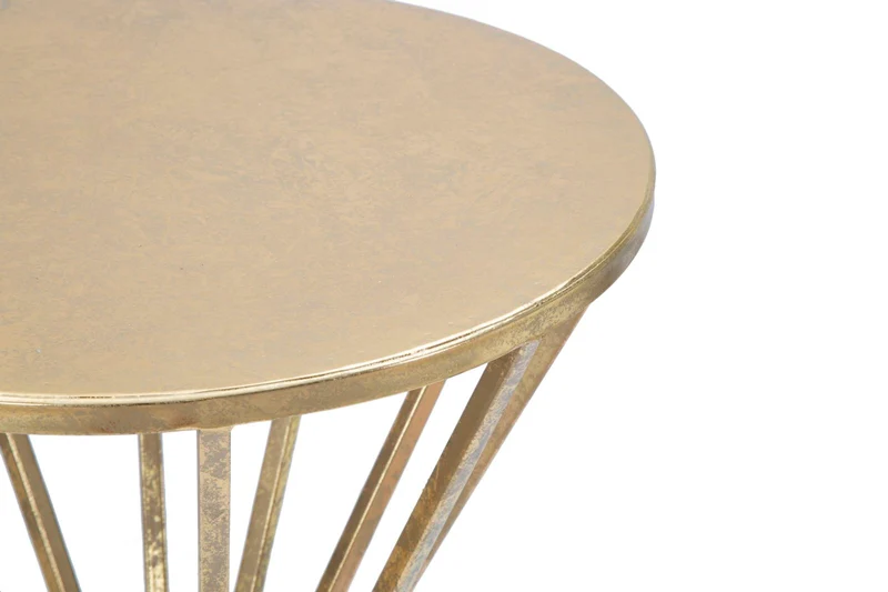 Tavolino da salotto colonnina in metallo colore oro effetto anticato cm Ø 38x80h