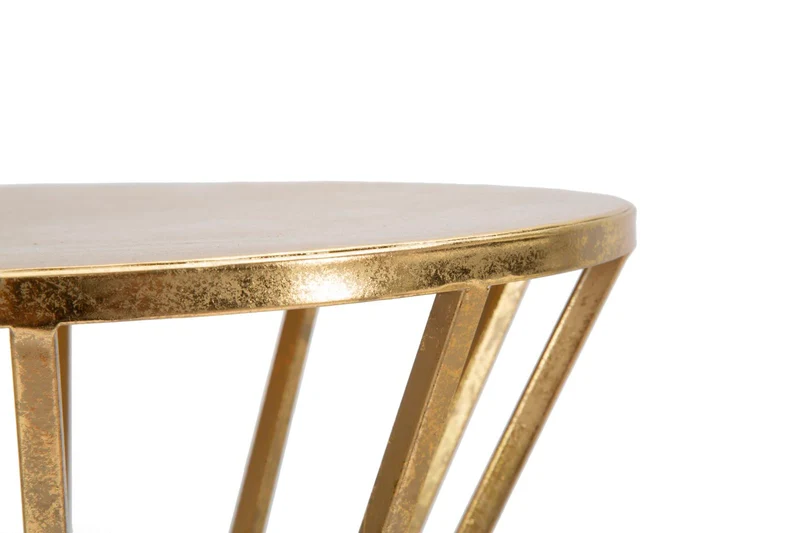 Tavolino da salotto colonnina in metallo colore oro effetto anticato cm Ø 38x80h