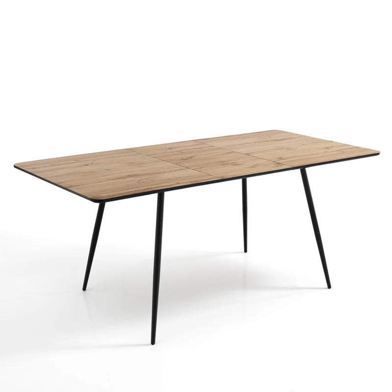 Tavolo allungabile da pranzo cucina in legno rovere crudo e metallo nero cm 120/160x80x76h
