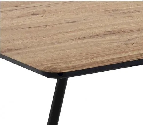 Tavolo allungabile da pranzo cucina in legno rovere crudo e metallo nero cm 120/160x80x76h