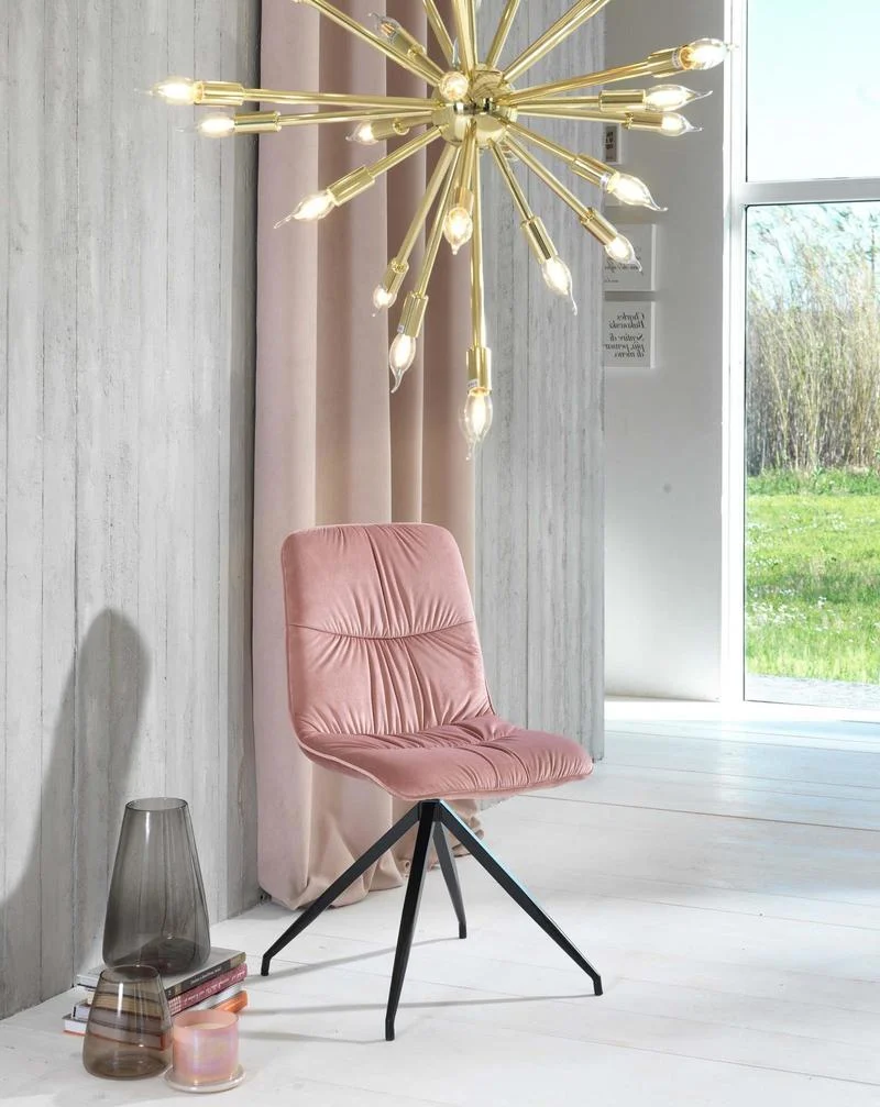 Set da 4 Sedia moderna imbottita rivestita in tessuto gambe in metallo cm 43x38x86h - vari colori