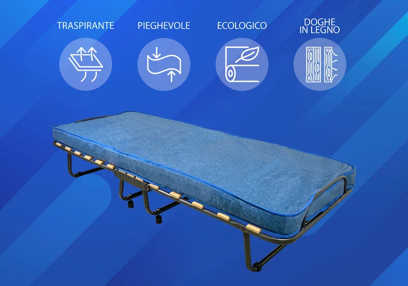 Brandina Ortopedica Pieghevole Con Materasso Rete A Doghe Rotelle Letto 80x200Cm Il Gruppone