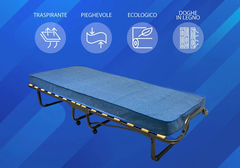 Brandina Ortopedica Pieghevole Con Materasso Rete A Doghe Rotelle Letto 80x200Cm Il Gruppone