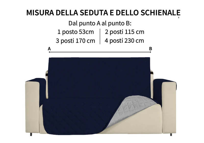 Copridivano Trapuntato Bicolore Reversibile Impermeabile Antimacchia con Elastico Antiscivolo Il Gruppone