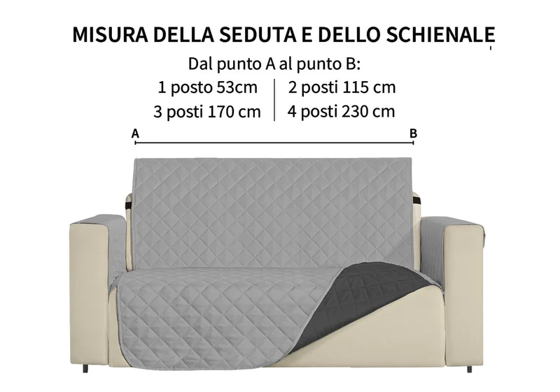 Copridivano Trapuntato Bicolore Reversibile Impermeabile Antimacchia con Elastico Antiscivolo Il Gruppone