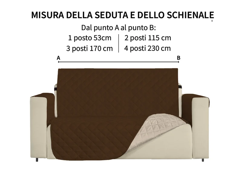 Copridivano Trapuntato Bicolore Reversibile Impermeabile Antimacchia con Elastico Antiscivolo Il Gruppone