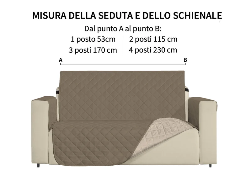 Copridivano Trapuntato Bicolore Reversibile Impermeabile Antimacchia con Elastico Antiscivolo Il Gruppone