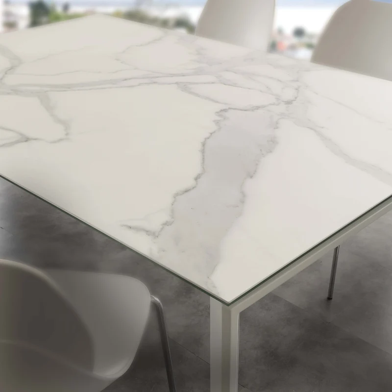 Ceramique Duo - Tavolo da pranzo allungabile piano ceramica cm 140/240x90x76h - vari colori