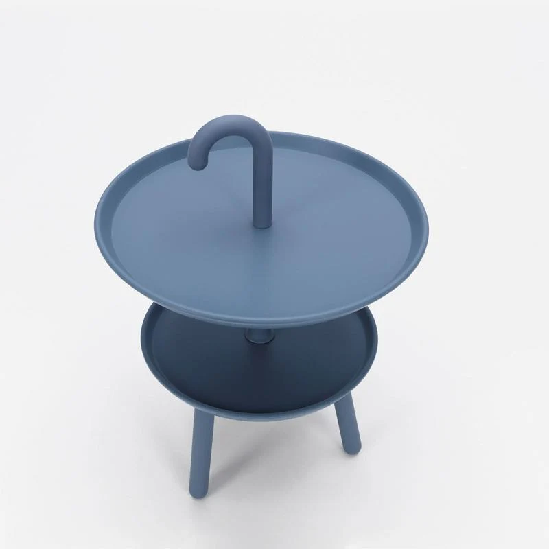 Tavolino tondo moderno in polipropilene due ripiani cm Ø 41x55h - vari colori