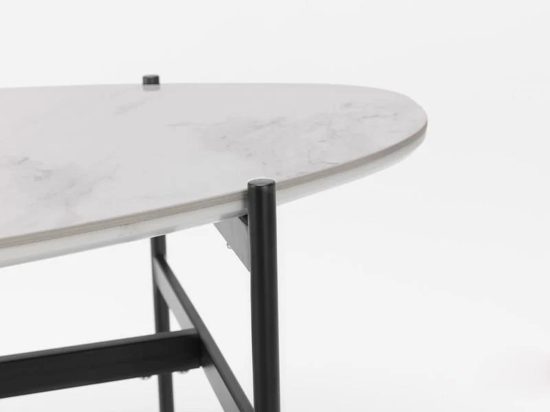 Tavolino da salotto ovale basso in metallo e ceramica cm 110x50x35h - vari colori