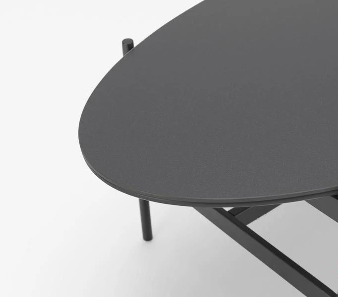 Tavolino da salotto ovale basso in metallo e ceramica cm 110x50x35h - vari colori