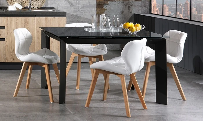 Set da 2 Sedia moderna per living in legno massello e similpelle cm 48x55x77h - vari colori
