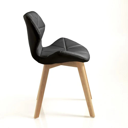 Set da 2 Sedia moderna per living in legno massello e similpelle cm 48x55x77h - vari colori