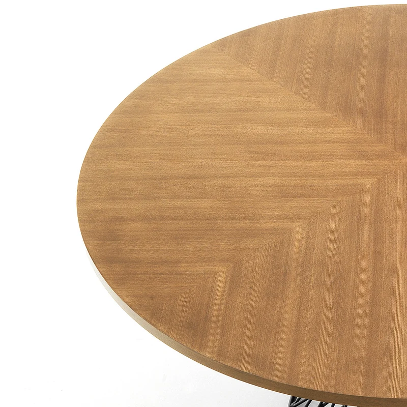 Tavolo tondo fisso con piano in legno e gamba centrale in metallo cm 137x76h - vari colori