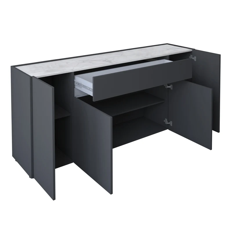 Madia design con cassetto e ante in melaminico bicolore cm 172x39x85h - vari colori
