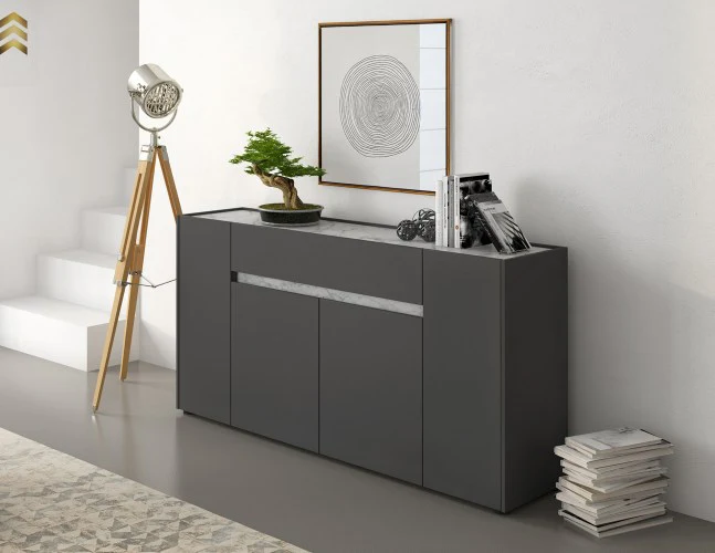 Madia design con cassetto e ante in melaminico bicolore cm 172x39x85h - vari colori