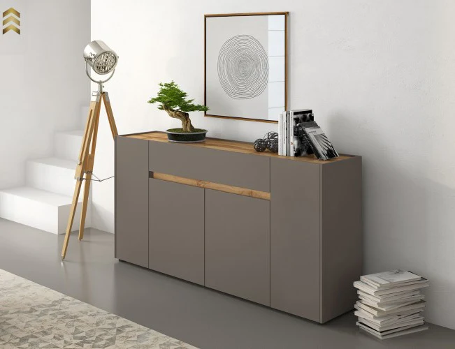 Madia design con cassetto e ante in melaminico bicolore cm 172x39x85h - vari colori