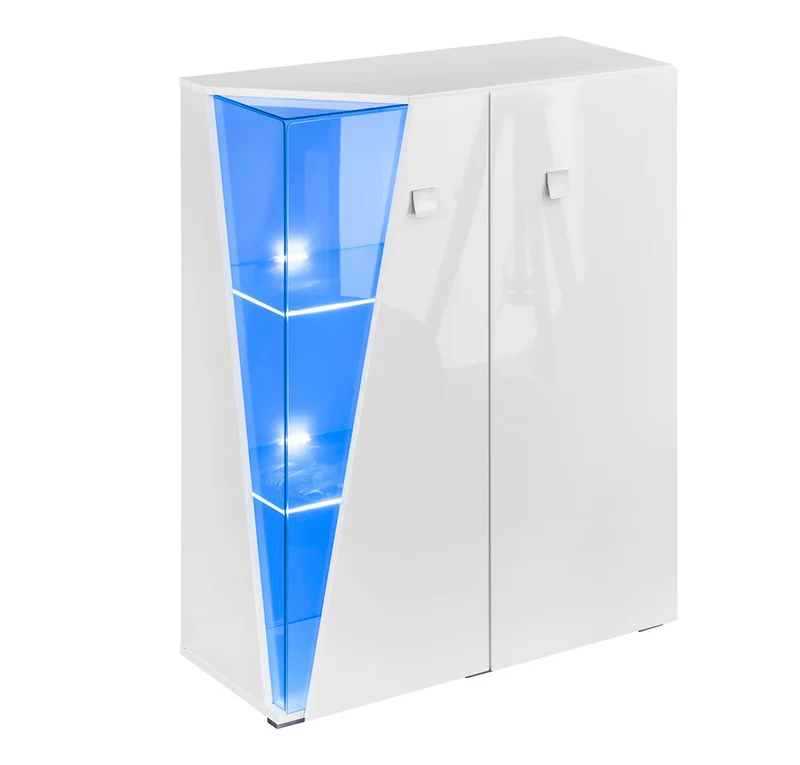 Dubai - Soggiorno completo design moderno mobile tv vetrina e credenza bianco lucido
