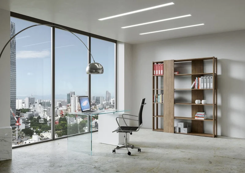 Davina - Libreria a parete in legno design moderno per salotto o ufficio cm 178x34x204h - vari colori