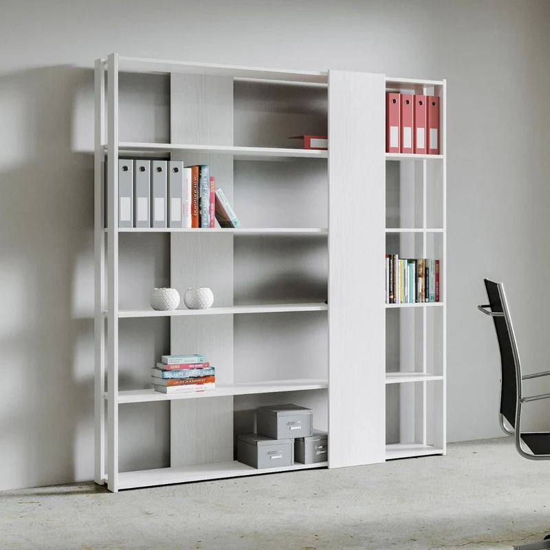 Davina - Libreria a parete in legno design moderno per salotto o ufficio cm 178x34x204h - vari colori