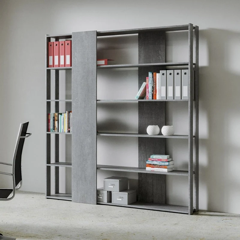Davina - Libreria a parete in legno design moderno per salotto o ufficio cm 178x34x204h - vari colori