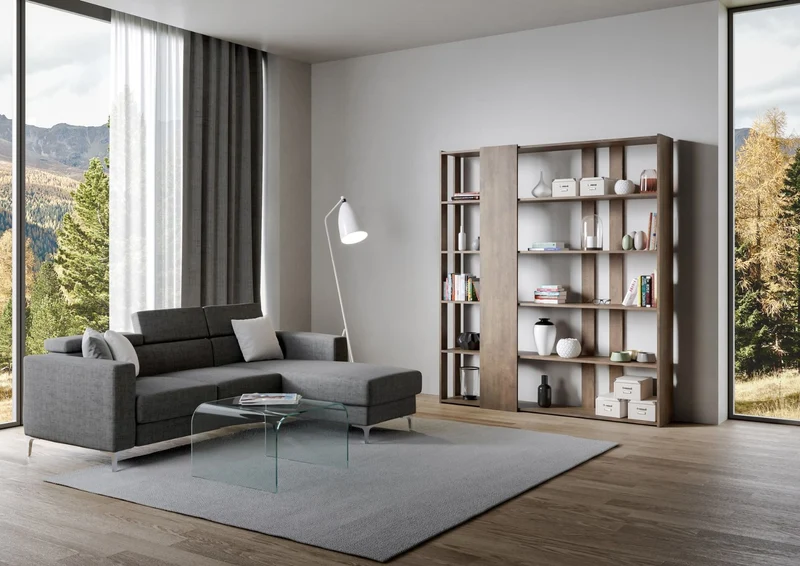 Land - Libreria scaffale a parete in legno da studio salotto cm 178x34x204h - vari colori