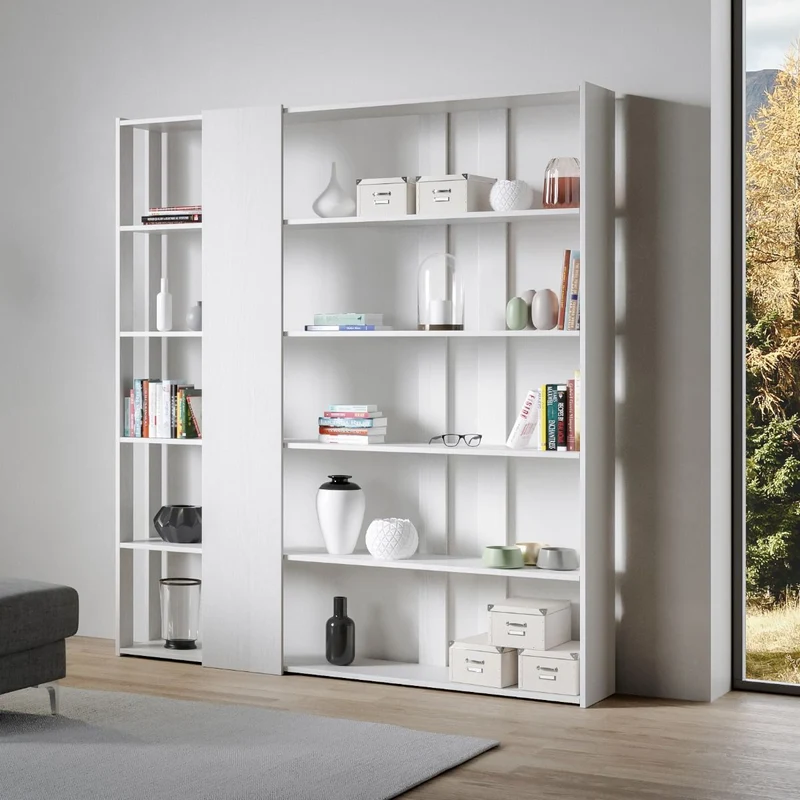 Land - Libreria scaffale a parete in legno da studio salotto cm 178x34x204h - vari colori