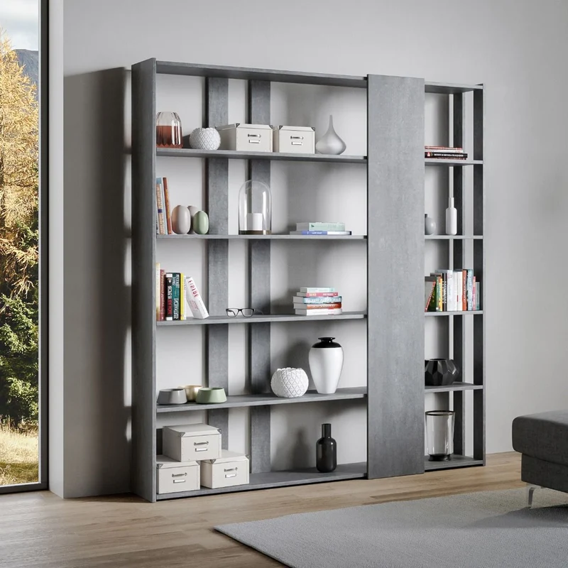 Land - Libreria scaffale a parete in legno da studio salotto cm 178x34x204h - vari colori