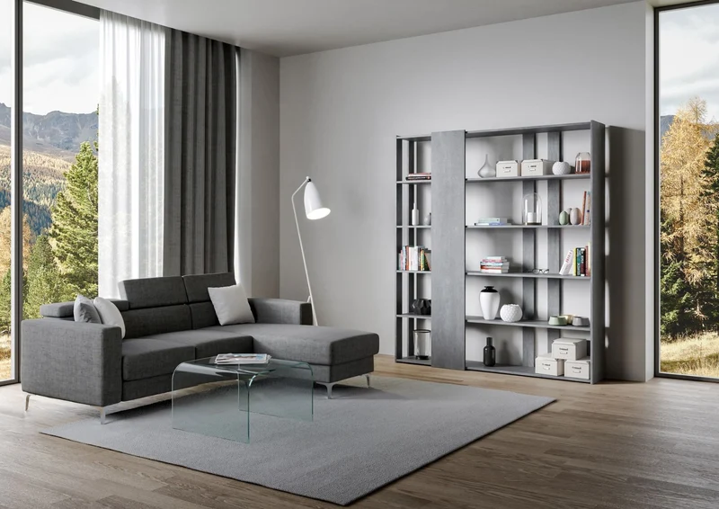 Land - Libreria scaffale a parete in legno da studio salotto cm 178x34x204h - vari colori
