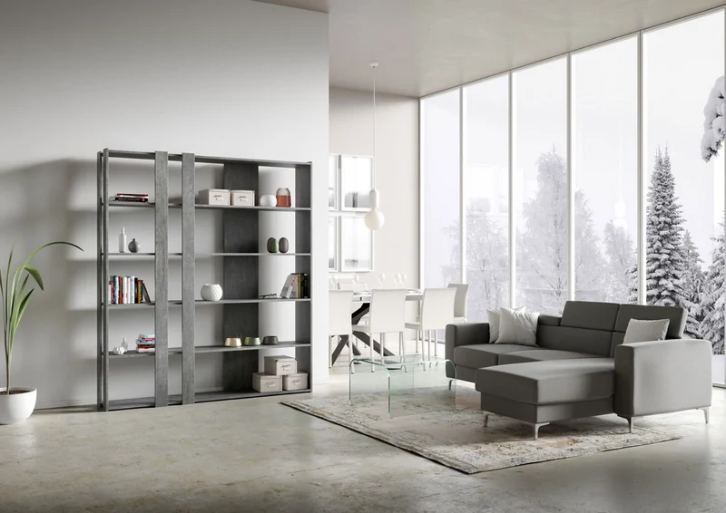 Iones - Libreria design moderno a parete in legno con 5 ripiani cm 178x34x204h - vari colori