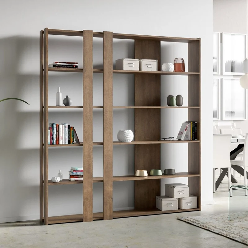 Iones - Libreria design moderno a parete in legno con 5 ripiani cm 178x34x204h - vari colori