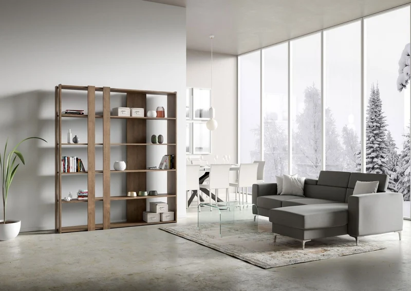 Iones - Libreria design moderno a parete in legno con 5 ripiani cm 178x34x204h - vari colori