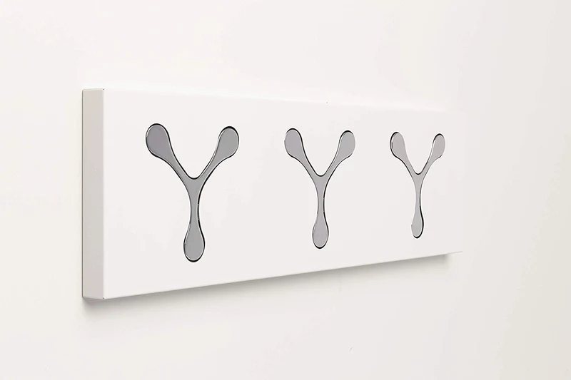 Appendiabiti da parete in metallo con 3 ganci in metallo cromato cm 60x3x18h - vari colori