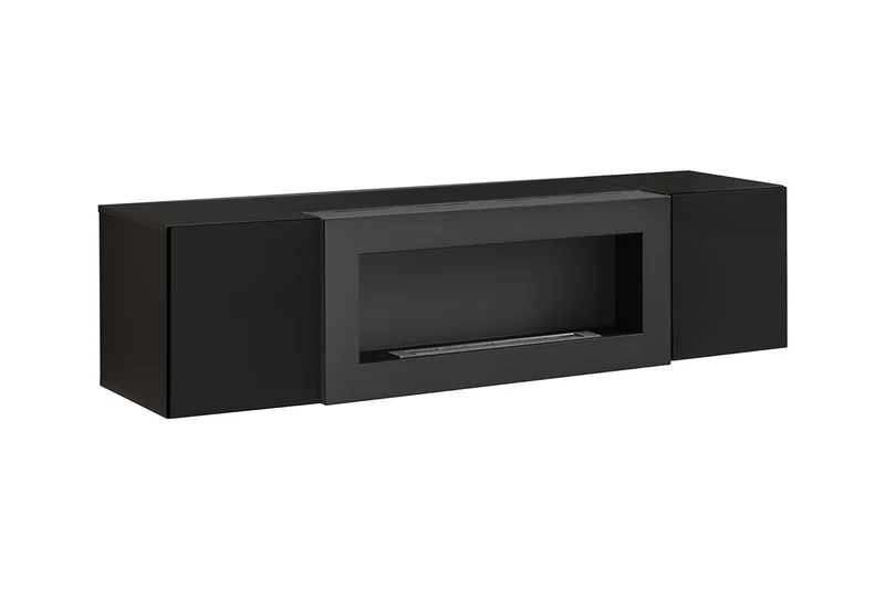 Mobile moderno biocamino sospeso con due ante cm 160x40x40h - vari colori