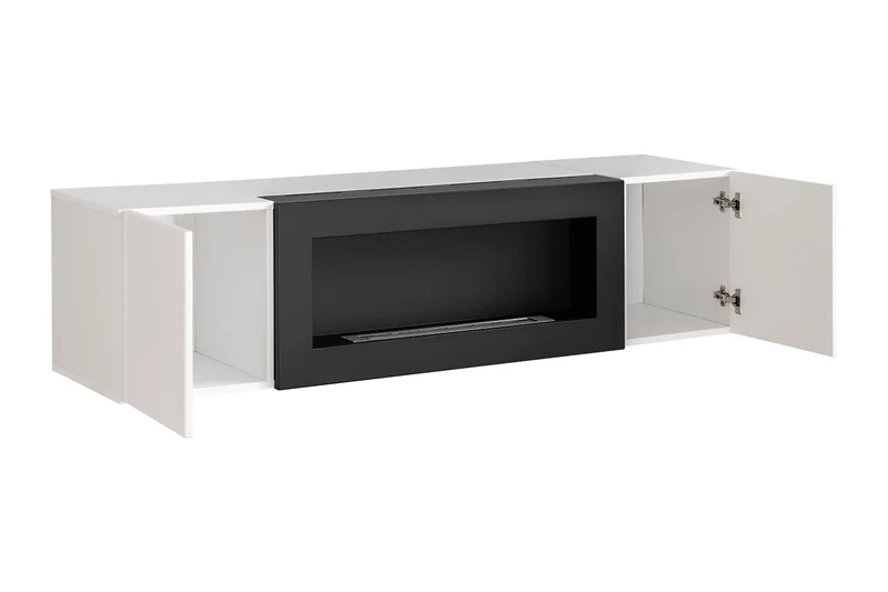 Mobile moderno biocamino sospeso con due ante cm 160x40x40h - vari colori