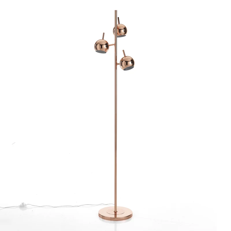 Piantana design moderno 3 luci in metallo colore rame cm Ø 27x165h