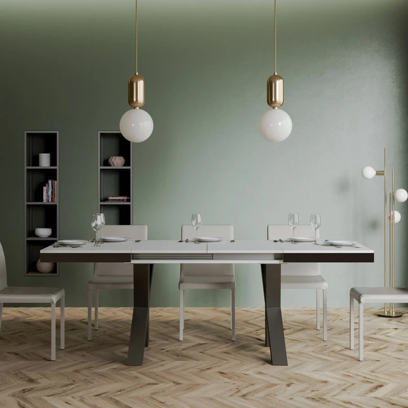 Garamond Evolution - Tavolo allungabile industrial gambe in metallo piano in legno - Vari modelli