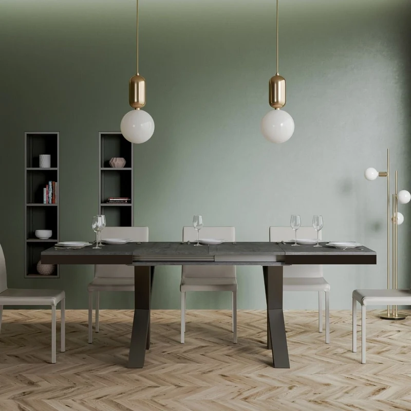 Garamond Evolution - Tavolo allungabile industrial gambe in metallo piano in legno - Vari modelli