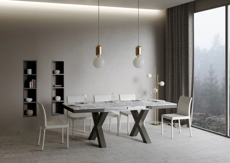 Garamond Evolution - Tavolo allungabile industrial gambe in metallo piano in legno - Vari modelli