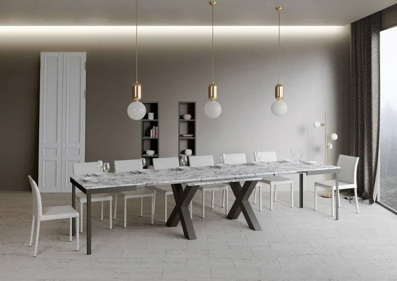 Garamond Evolution - Tavolo allungabile industrial gambe in metallo piano in legno - Vari modelli